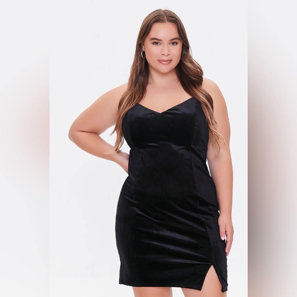 Forever 21+ Black Velvet Mini Dress